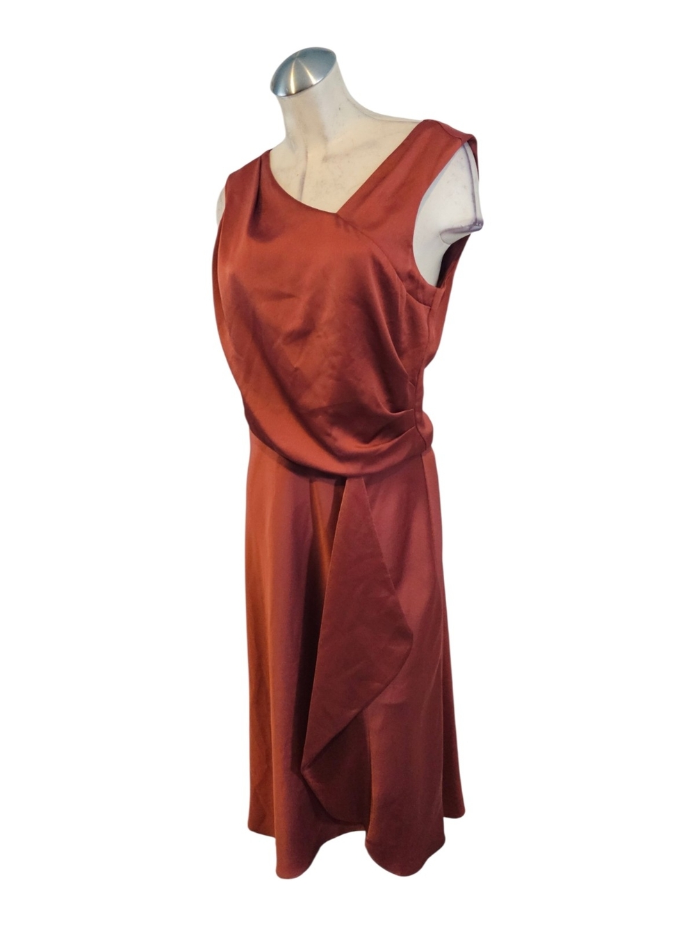 Just...Taylor Size 12 Rust Colored Satin Dress Asymmetric Hem Cocktail